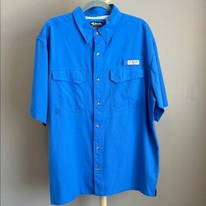Bimini Bay Outfitters Men's Bright Blue Button-Down Shirt Fishing Shirt XL